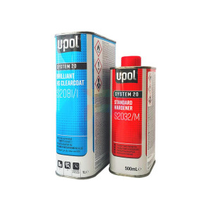 U-POL/ S2081 HS Clear Лак прозрачный, универсальный 2:1, 1л + отверд.S2032/M  0,5 мл
