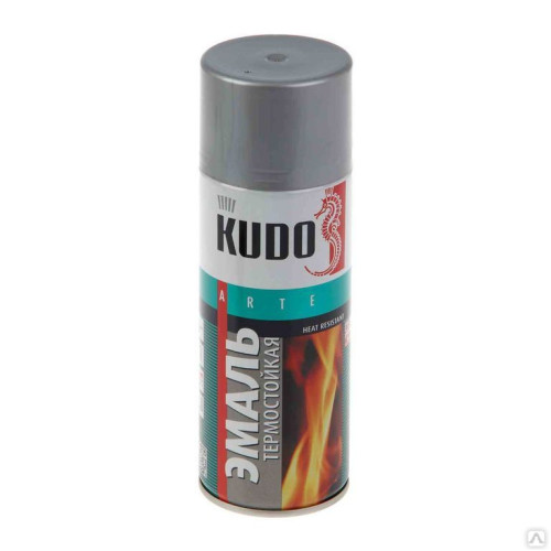 KUDO/ KU-5001 Эмаль термостойкая, серебристая, аэрозоль 520мл